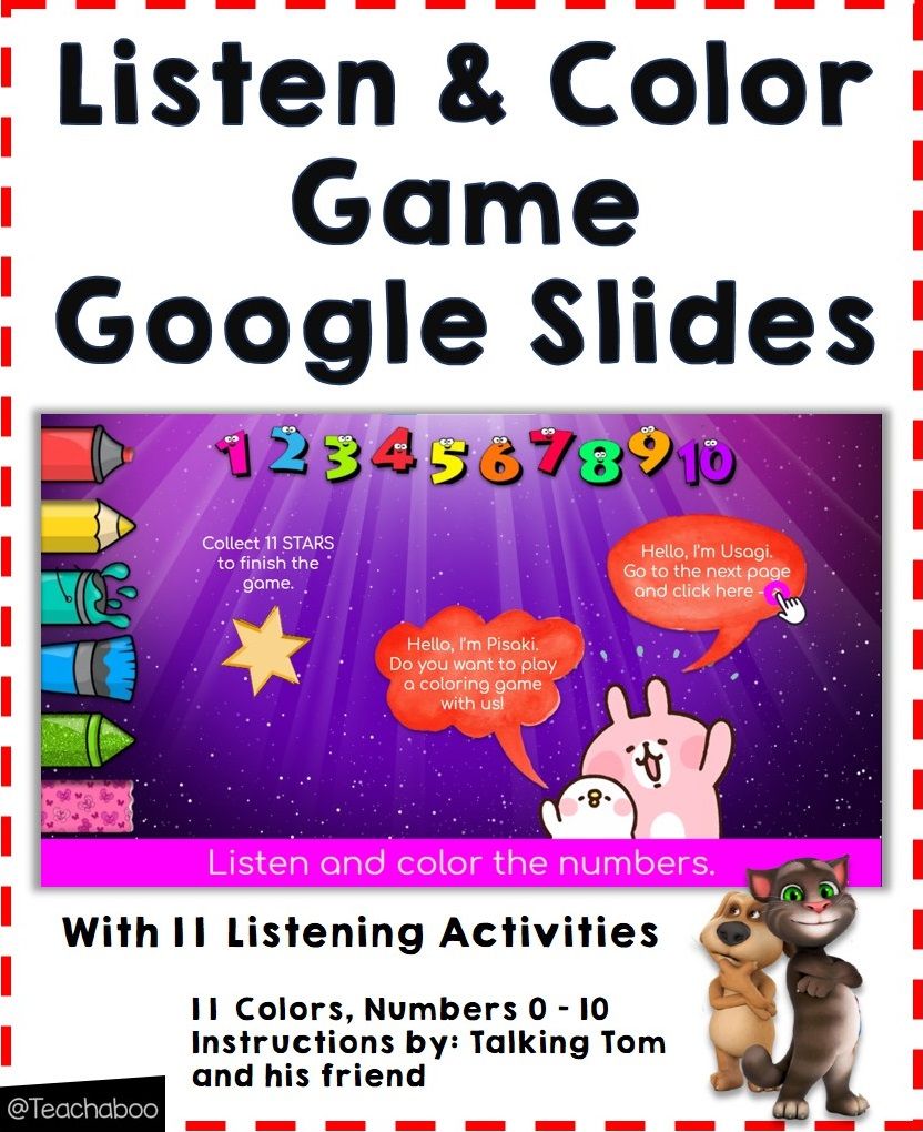 Online Listen and Color Game Google Slides Teachaboo